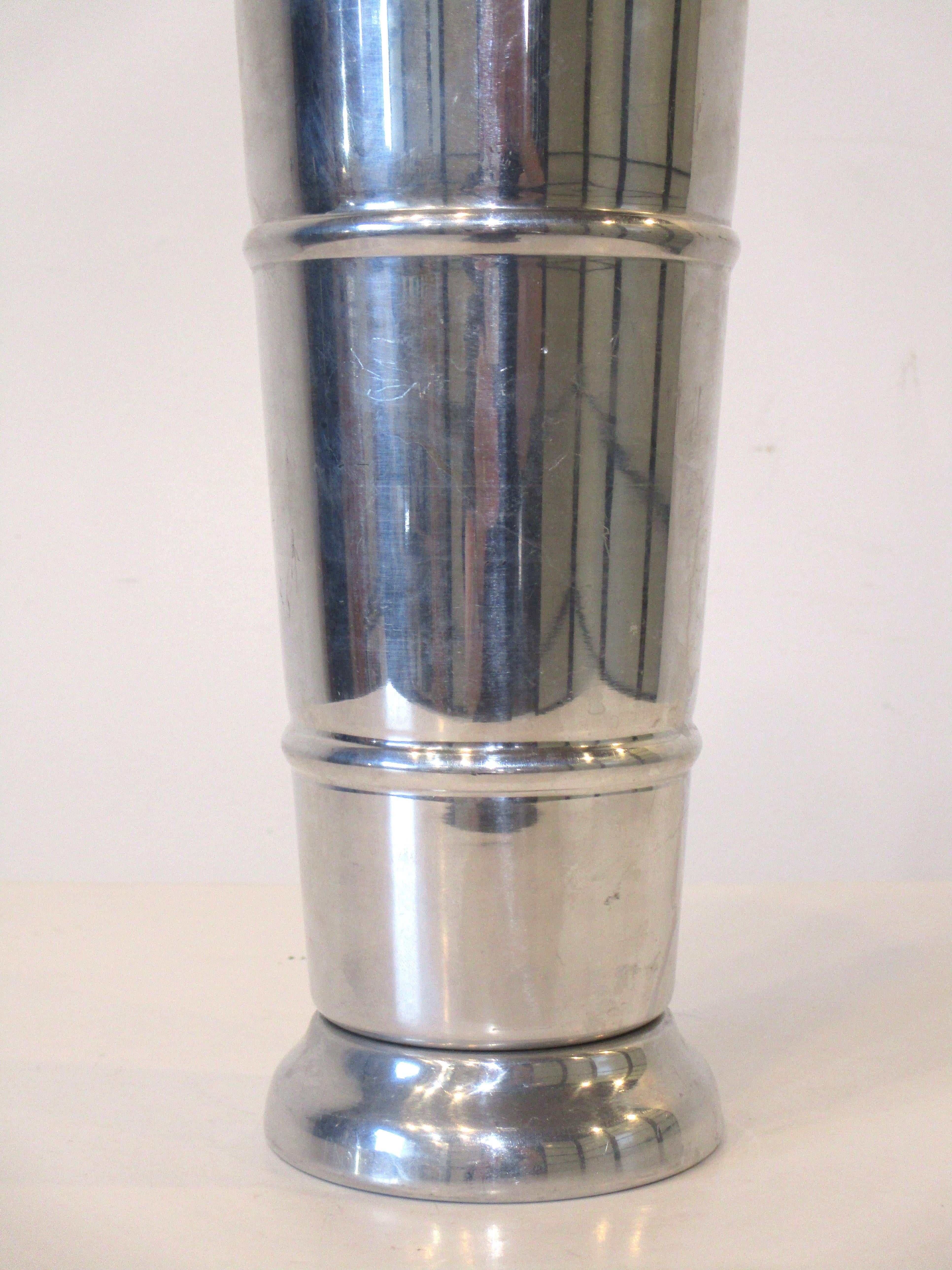 American Art Deco Styled Aluminum Cocktail Shaker by Kraftware For Sale