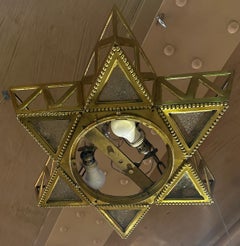 Art Deco-Styled Chandelier Featuring 6-pointed Jewish Star Design