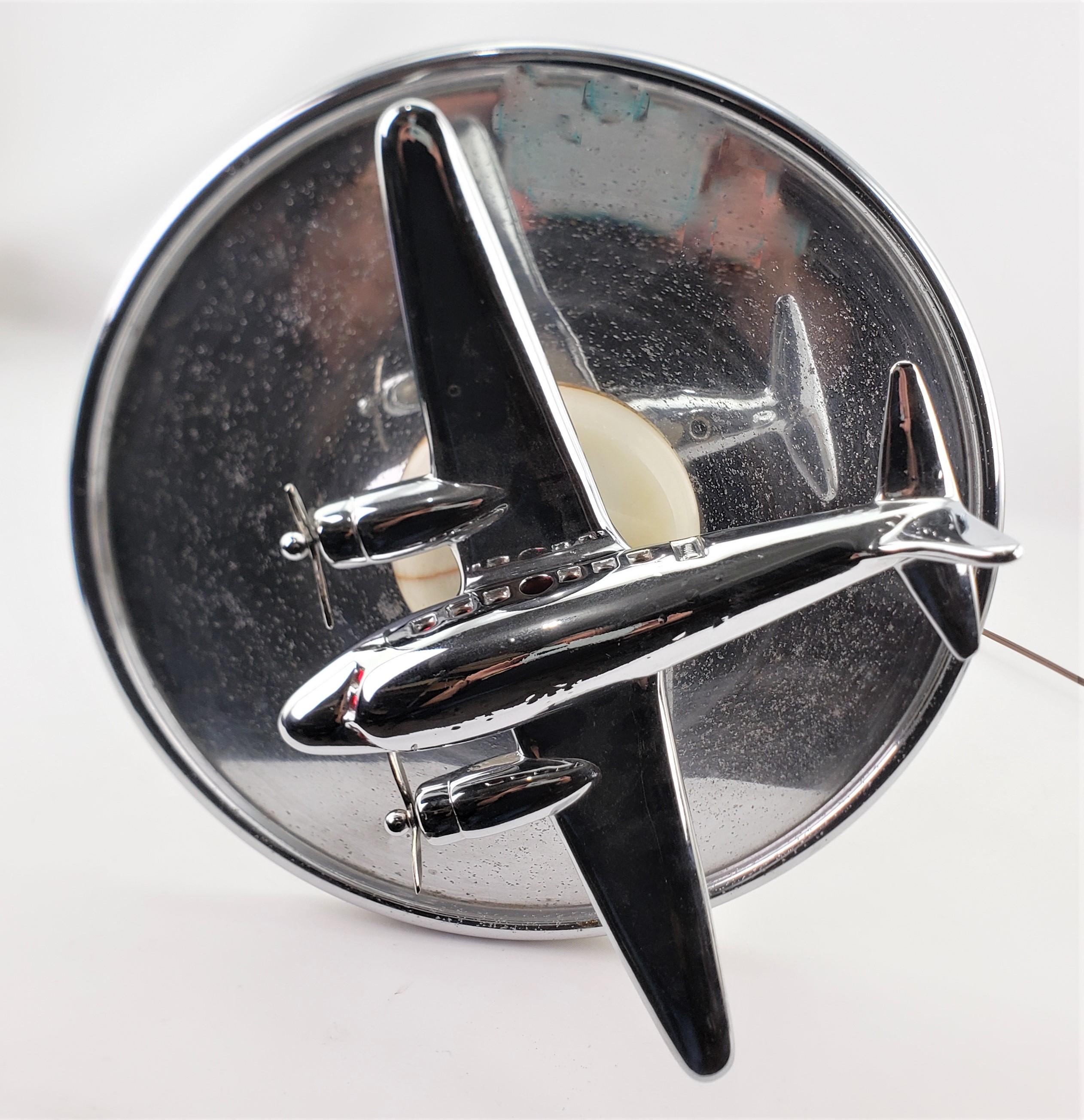 Art Deco Styled Chrome Lighted Airplane Smoker's Ashtray Stand or Accent Table For Sale 2
