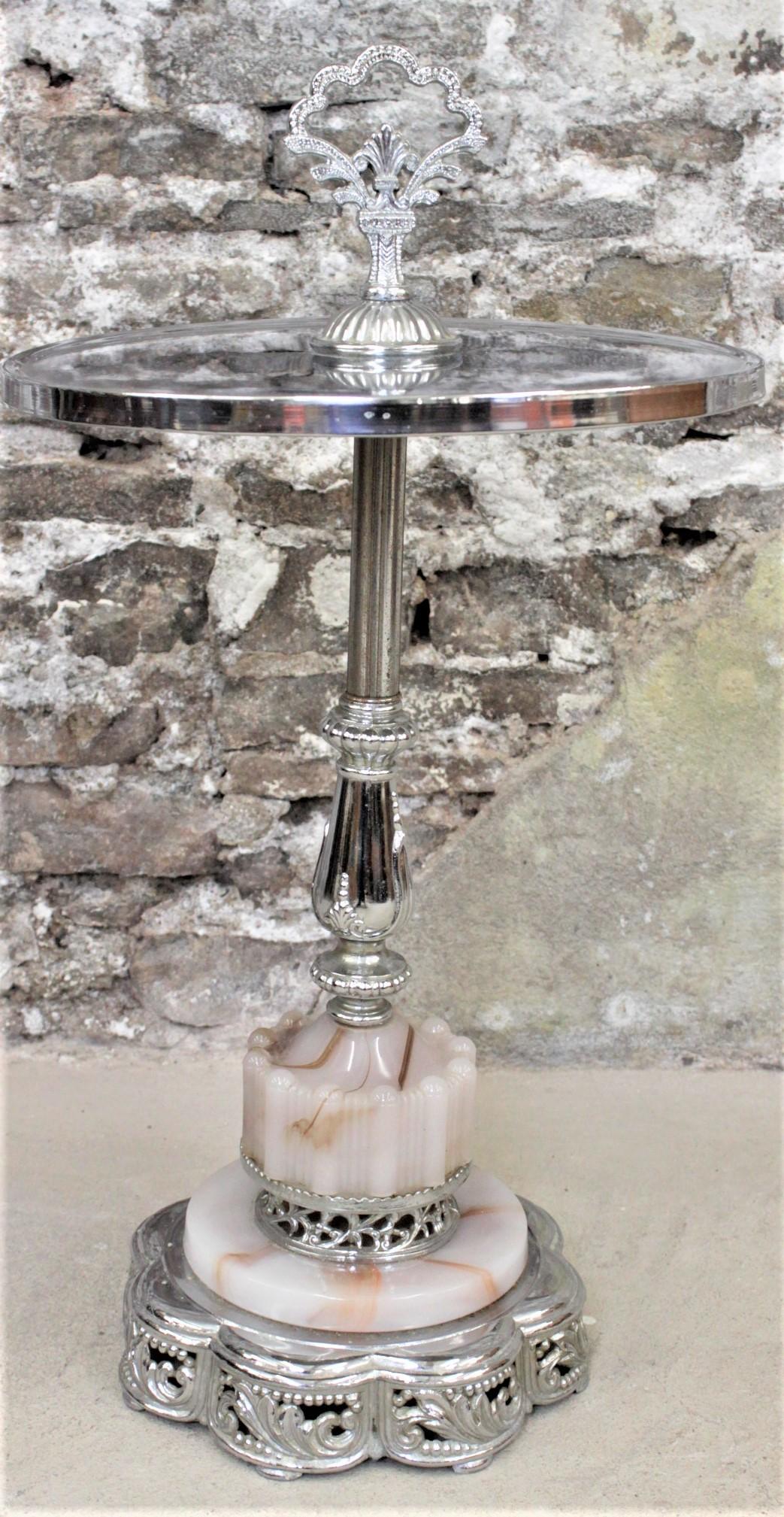 American Art Deco Styled Chrome and Swirled Glass Smoker's Stand or Accent Table For Sale