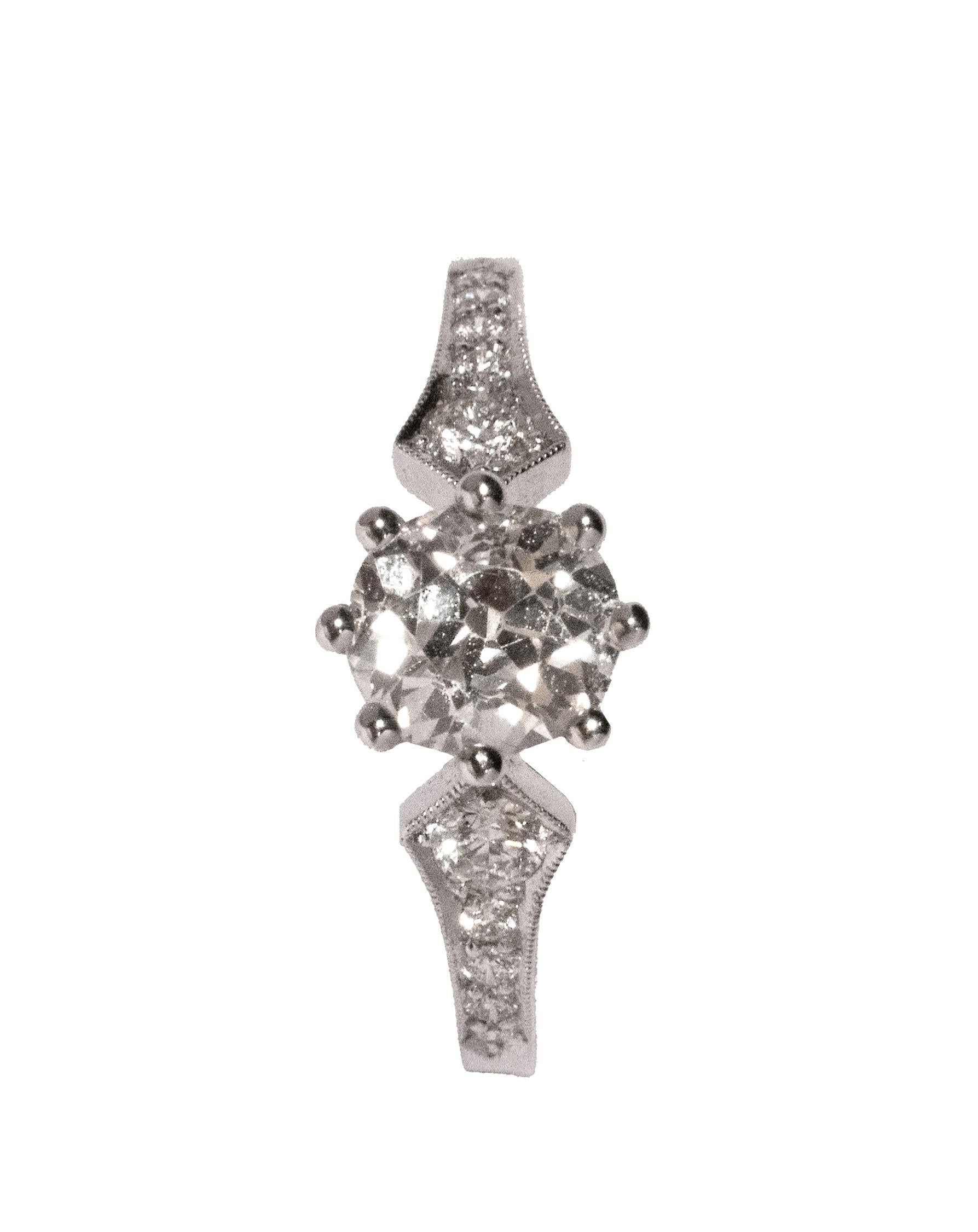 Art Deco Art-Deco styled diamond ring ‘Diana’ with a  0.95ct Antique Diamond For Sale