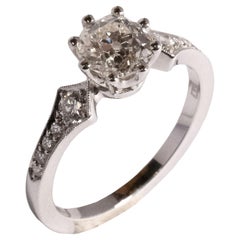 Art-Deco styled diamond ring ‘Diana’ with a 0.95ct Antique Diamond
