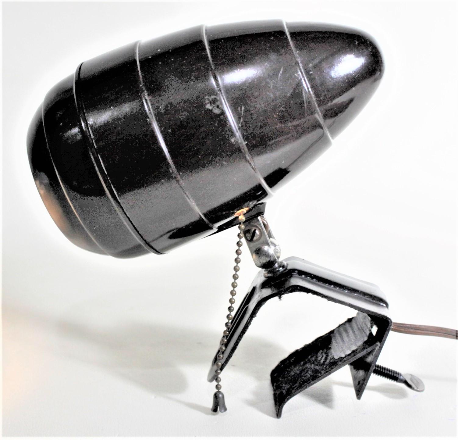 Metal Art Deco Styled Molded Stepped Bullet Clip-On Light or Lamp For Sale