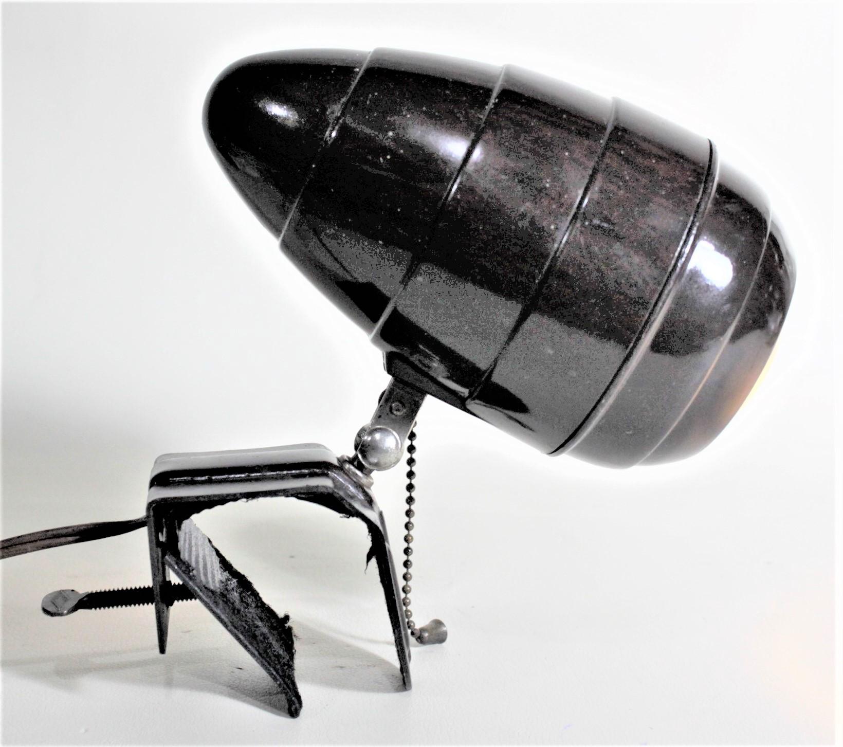 Art Deco Styled Molded Stepped Bullet Clip-On Light or Lamp In Good Condition For Sale In Hamilton, Ontario