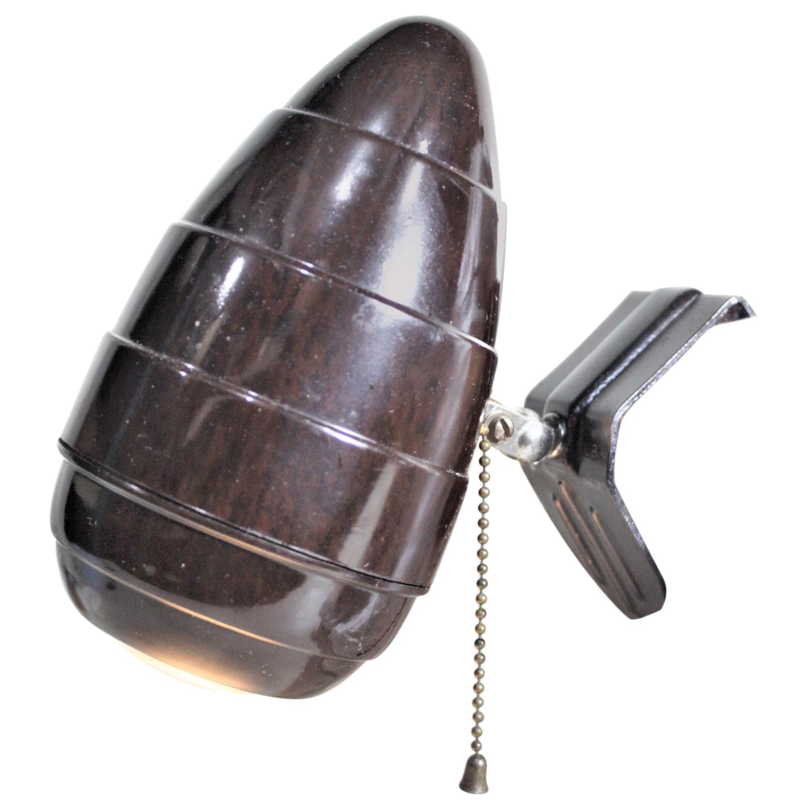 Art Deco Styled Molded Stepped Bullet Clip-On Light or Lamp For Sale