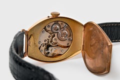 Art Deco Styled Pavel Buhre Campaign Style Tonneau Shaped Gold Watch