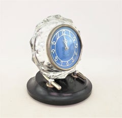 Orologio da tavolo in cristallo Majak Mayak in stile Art Deco con quadrante blu