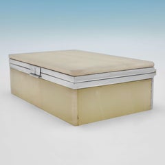Art Deco Stylish Alabaster & Sterling Silver Table Box, Made in 1924