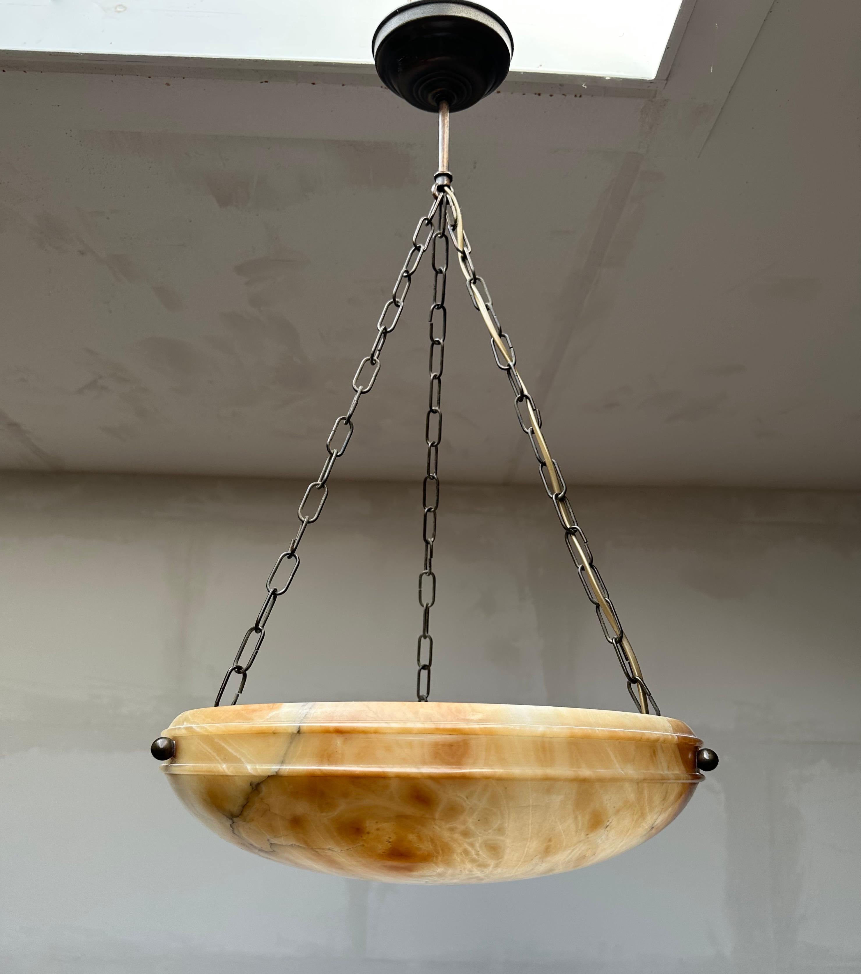 Art Deco & Timless Design Alabaster Pendant Light, Fixture Superb Condition 1910 In Excellent Condition In Lisse, NL
