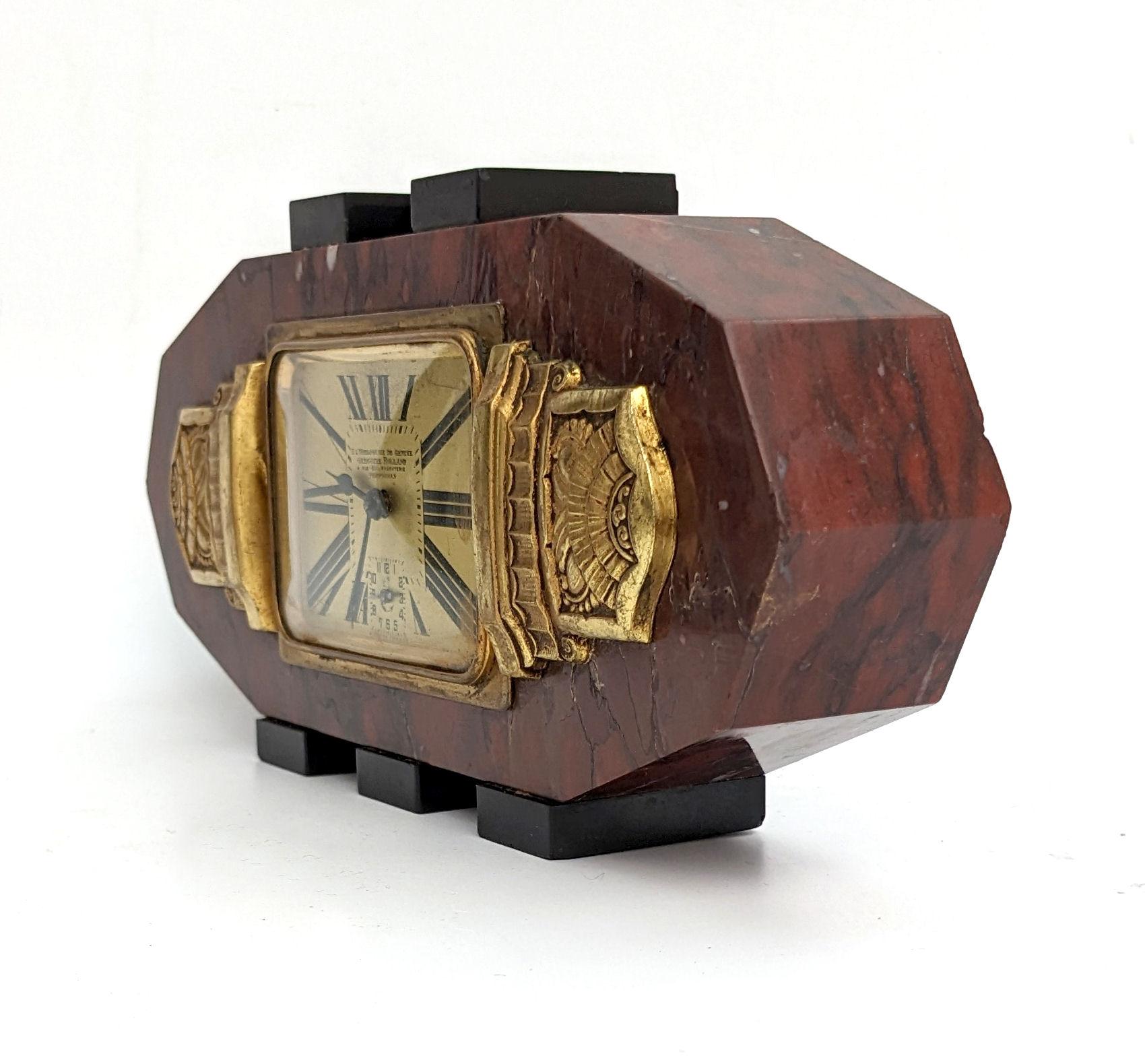 For your consideration is this very visually appealing Art Deco clock. Originates from France and dates to the 1930's this clock ticks all the boxes ( pun intended ) that admirers of this wonderful style seek and so sure not to disappoint. Perfect