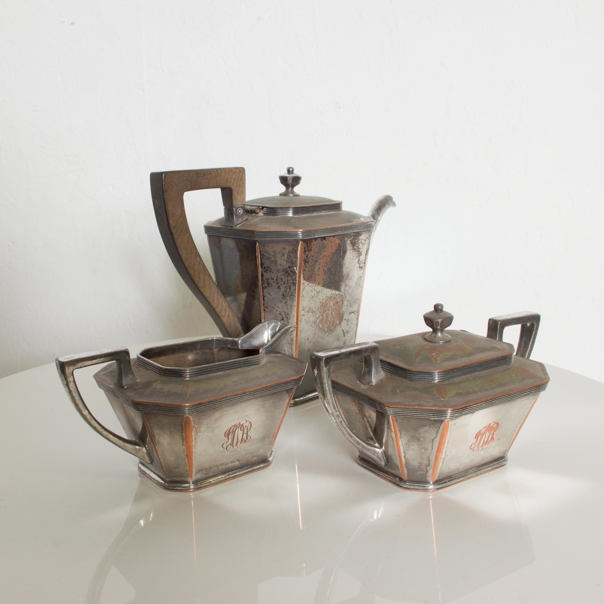 art deco silver tea set