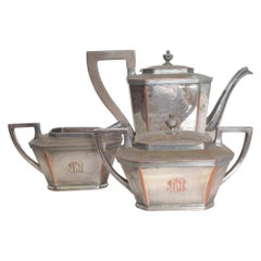 1940s Art Deco Silver Plate Tea Set by Lawrence B Smith