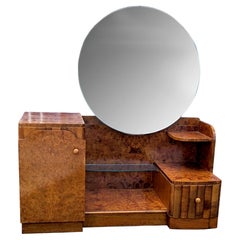 Art Deco Stylish Vanity Dressing Table In Walnut, English, c1930