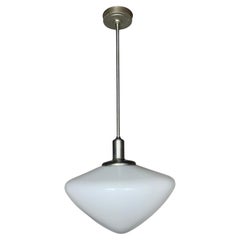 Art Deco , Stylized Ceiling Pendant , School House / Aluminum Glass Globe