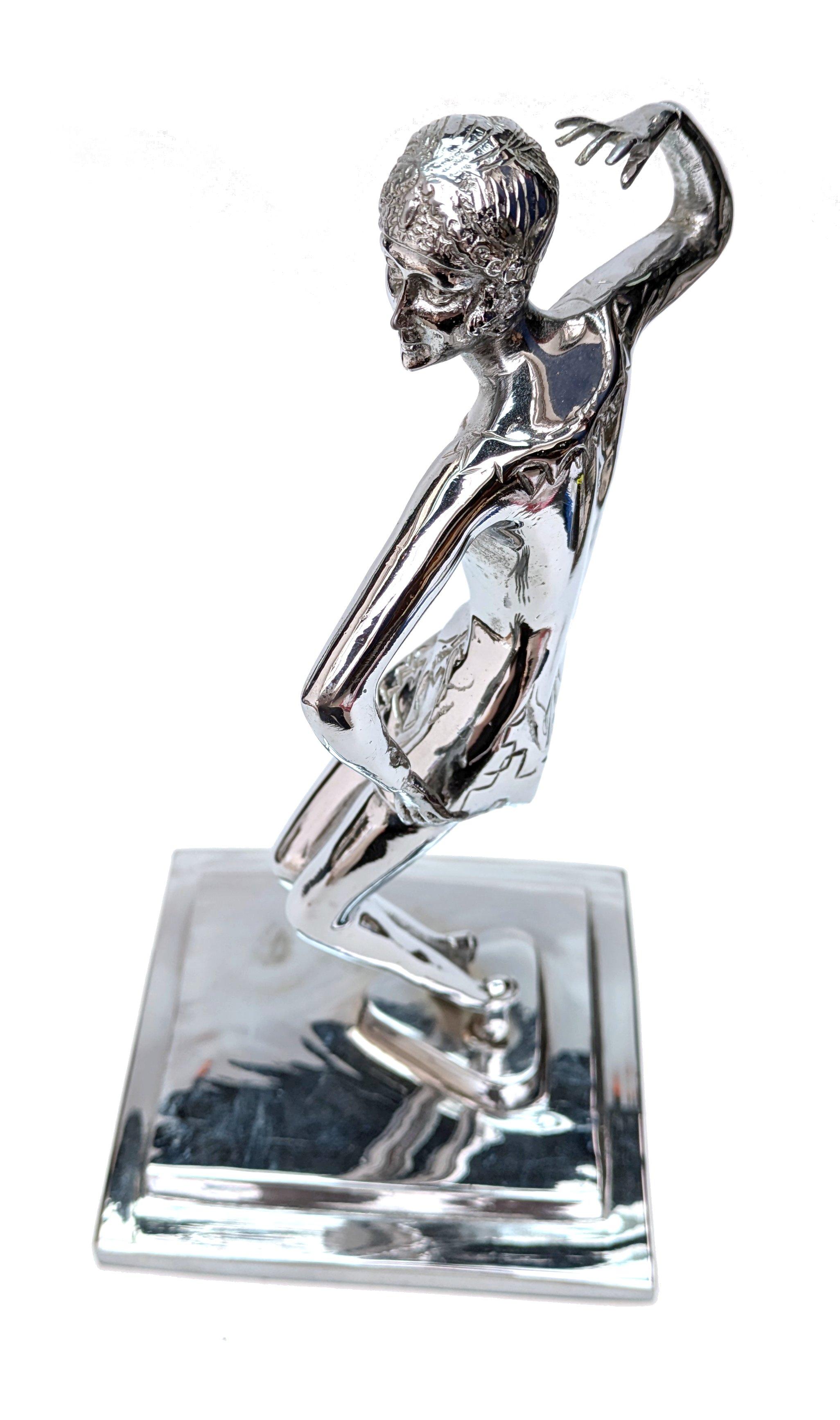 Art Deco Substantial Chrome Female Dancer , England, c1930 For Sale 5