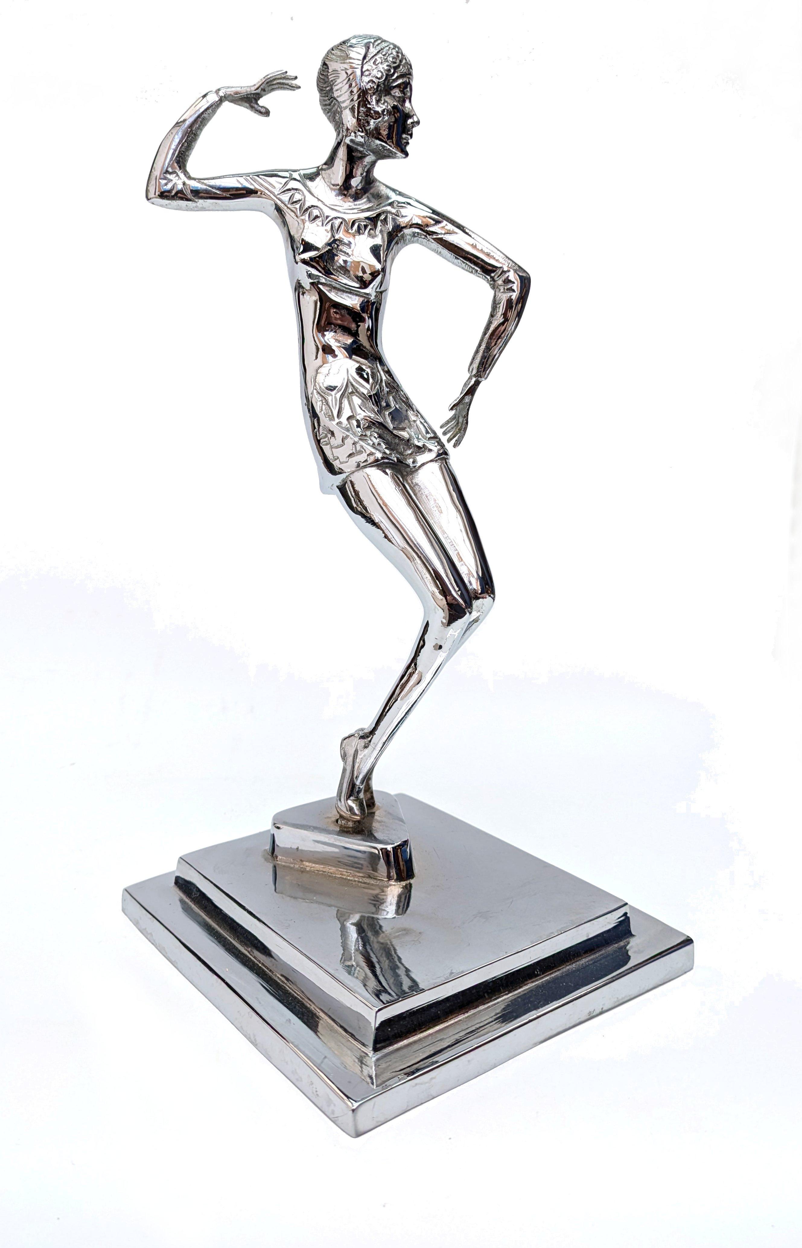 20th Century Art Deco Substantial Chrome Female Dancer , England, c1930 For Sale