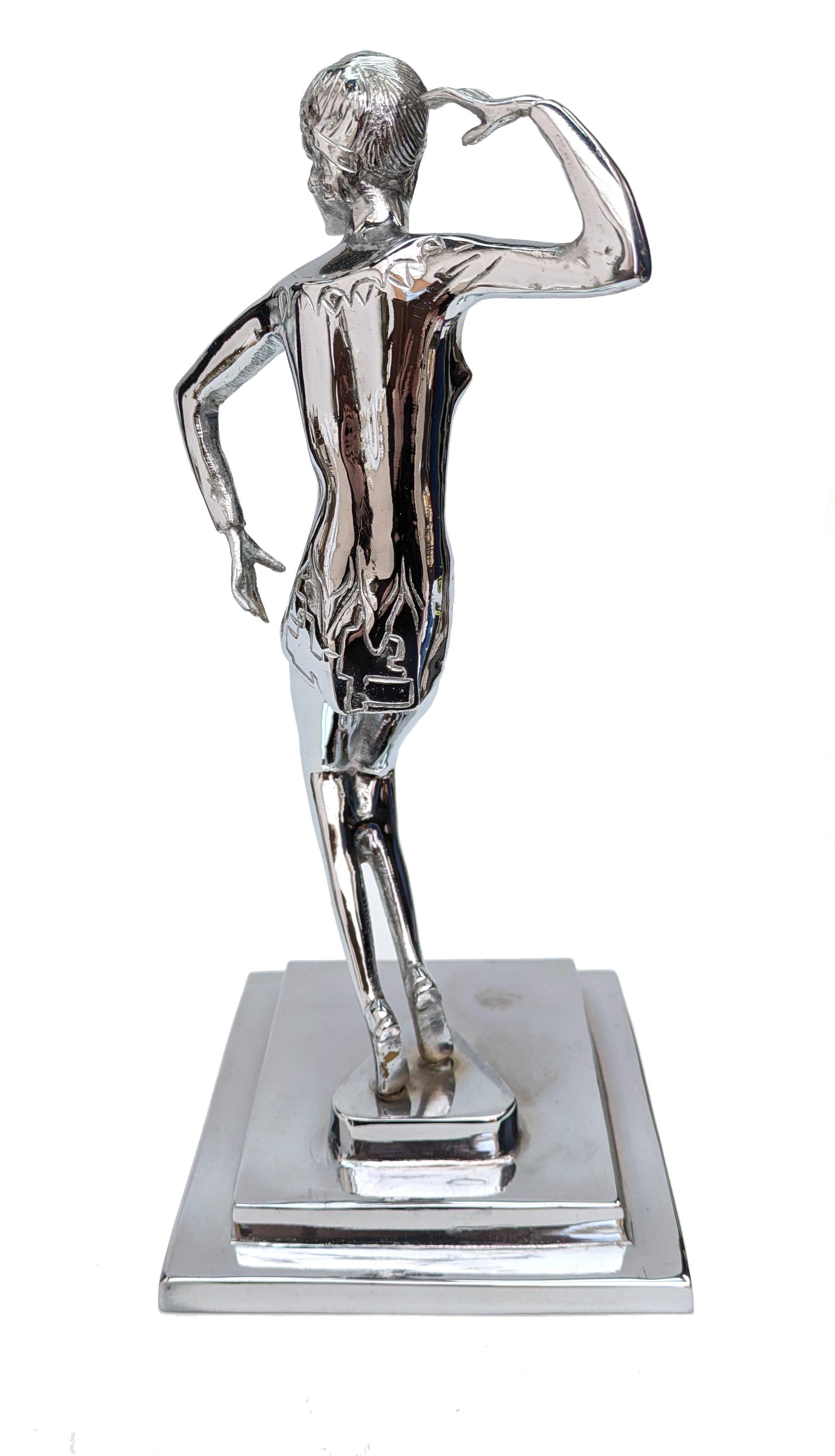 Art Deco Substantial Chrome Female Dancer , England, c1930 For Sale 2