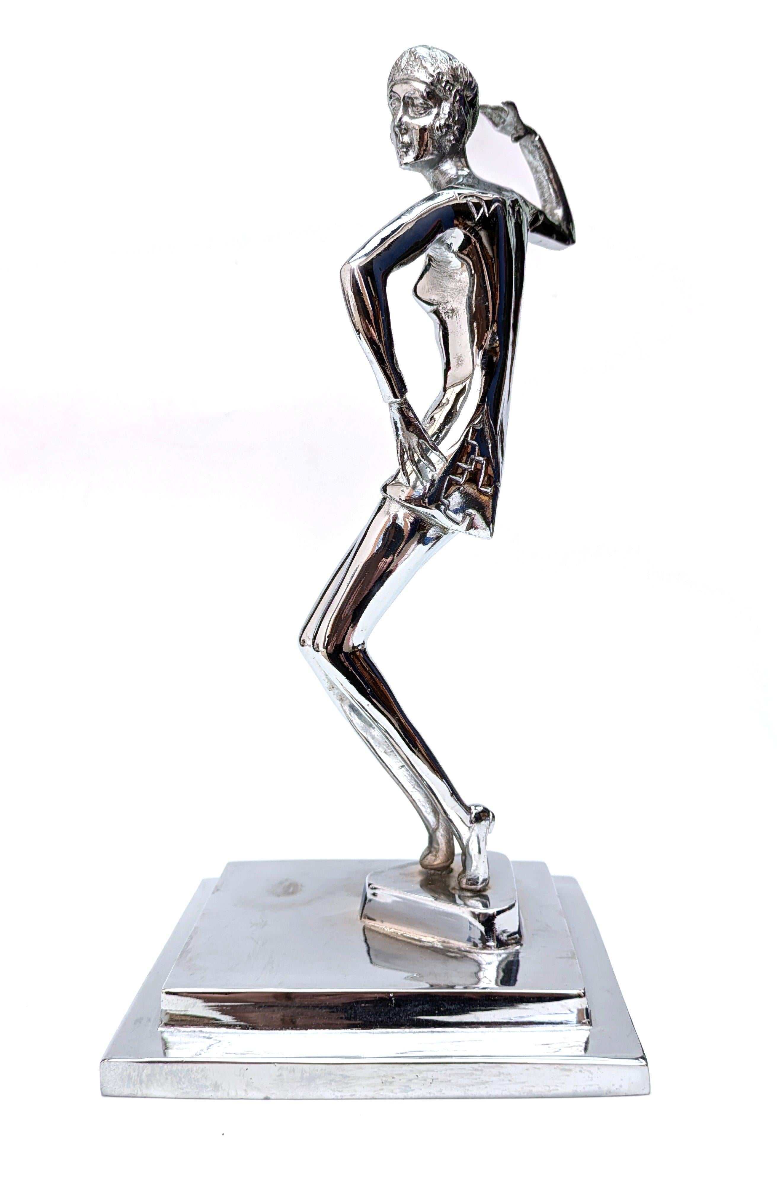Art Deco Substantial Chrome Female Dancer , England, c1930 For Sale 4