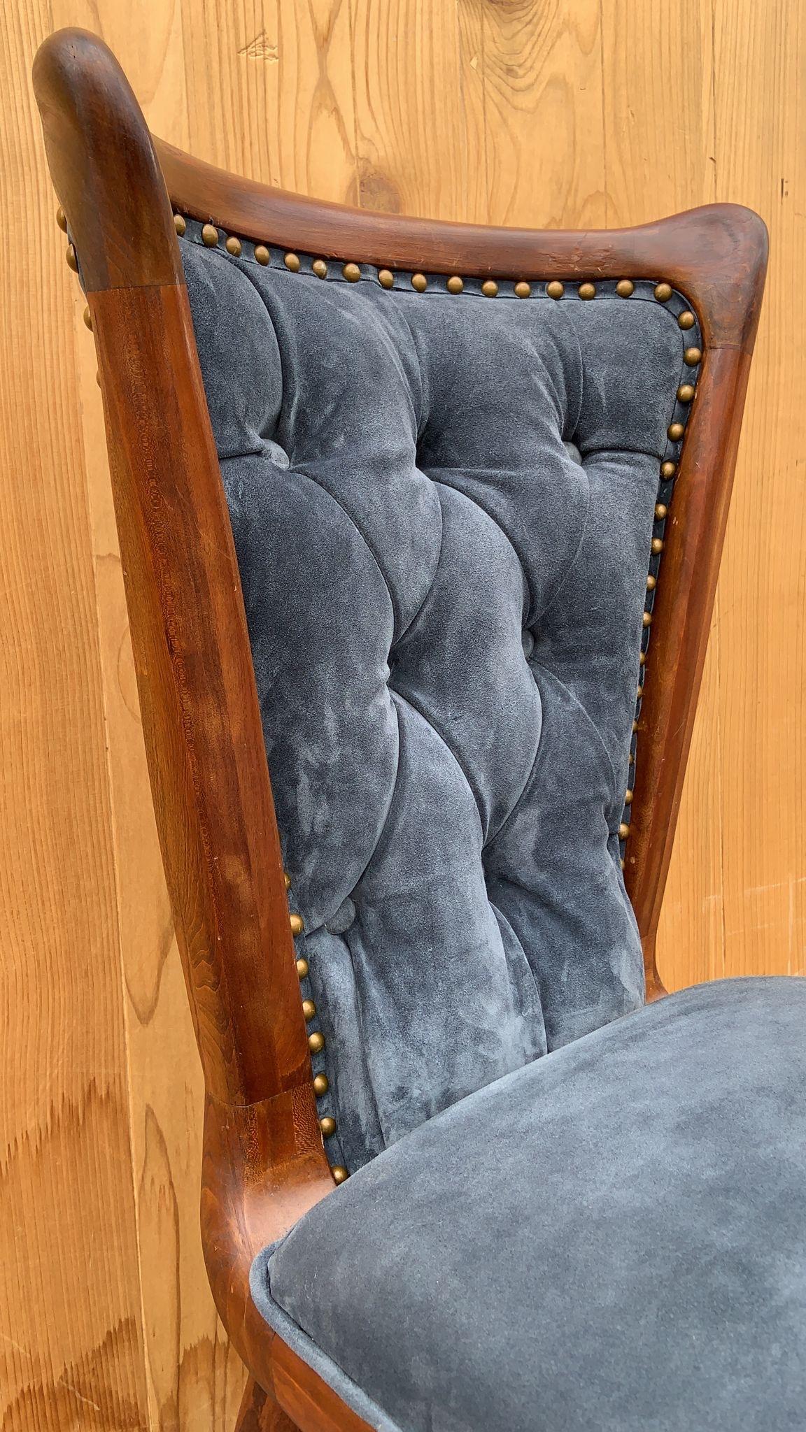 Chaises de salle à manger Art Déco à dossier incurvé sculptural nouvellement tapissé - Lot de 6 en vente 6