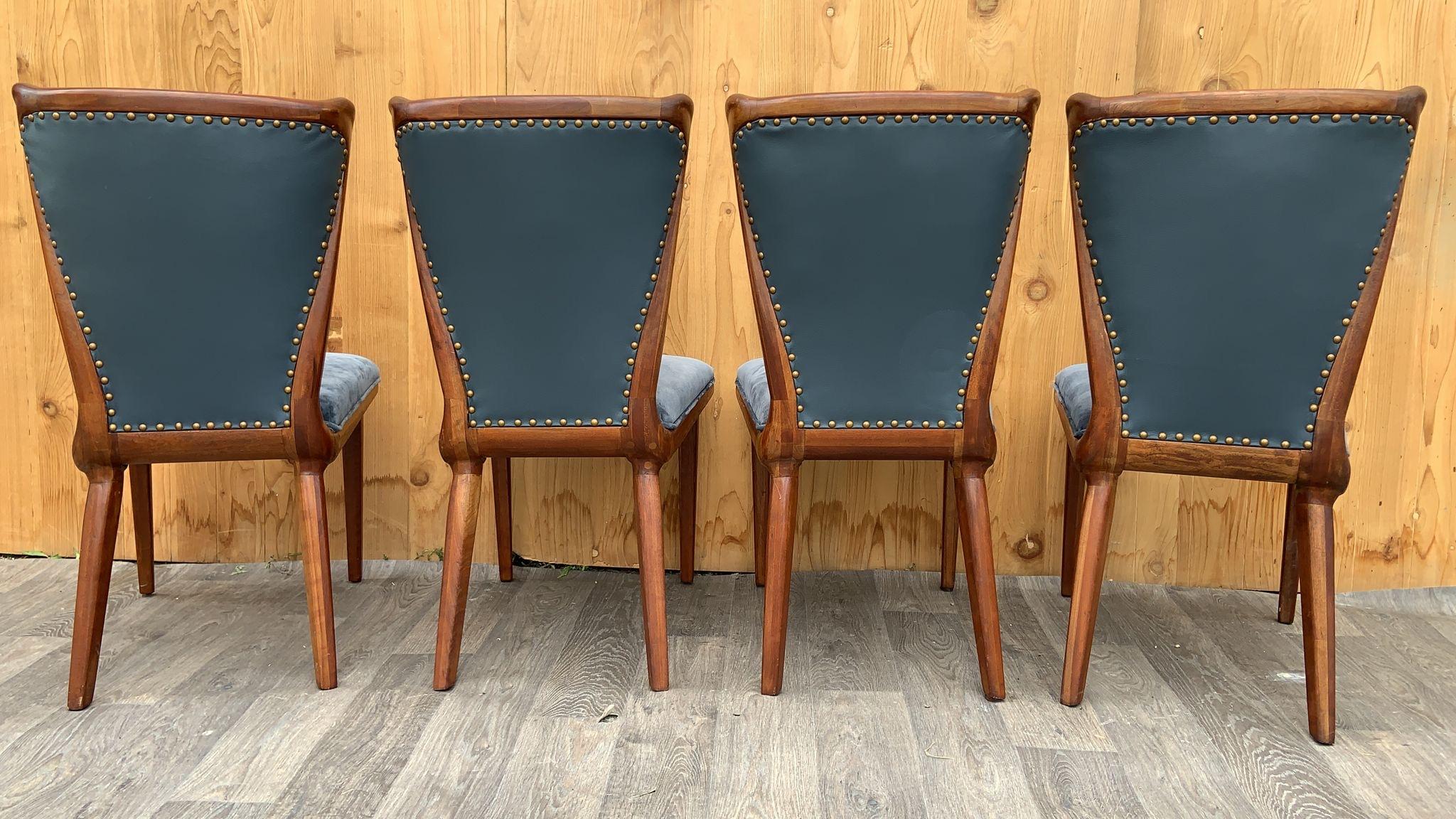 Chaises de salle à manger Art Déco à dossier incurvé sculptural nouvellement tapissé - Lot de 6 en vente 1