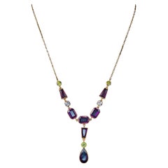Collana Art Deco Suffragette Paste Lavaliere Argento in oro dorato 18ct