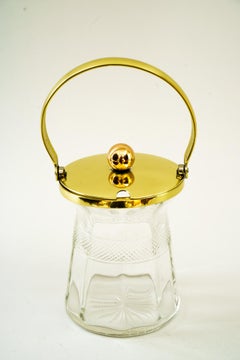 Art Deco Sugar Bowl with Brass and Cut Glass Around 1920s