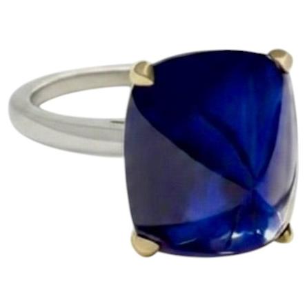 Art Deco 2.57 Carat Sugarloaf Ceylon Sapphire Solitaire Ring in Platinum
