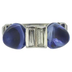 Antique Art Deco Sugarloaf Sapphire and Diamond Ring