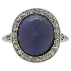 Antique Art Deco Sugarloaf Sapphire and Diamond Ring