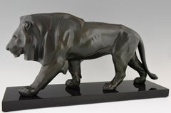 Art Deco Sulpture of a Walking Lion Max Le Verrier, France, 1930