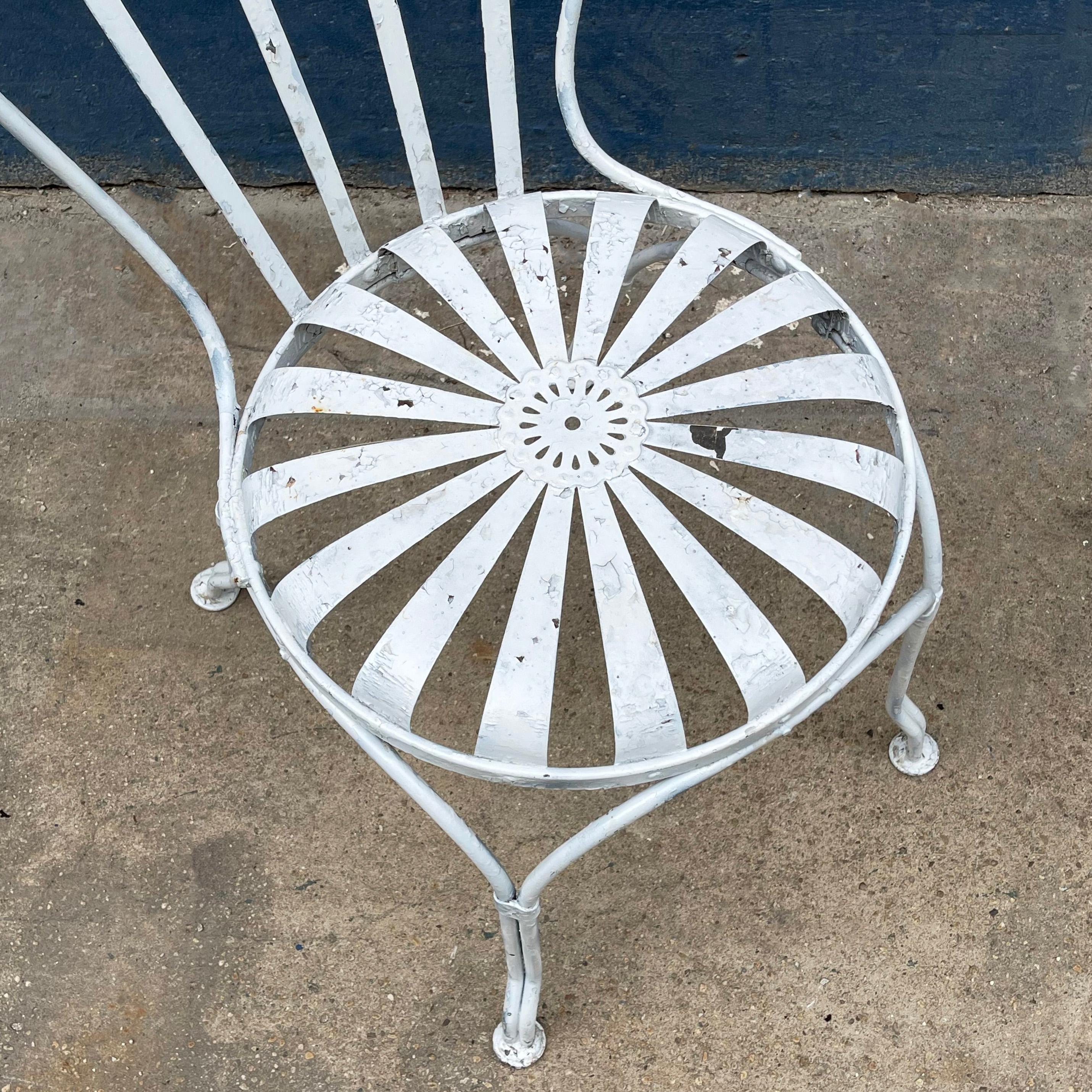 Painted Art Deco Sunburst Garden Chairs by Francois Carré For Sale