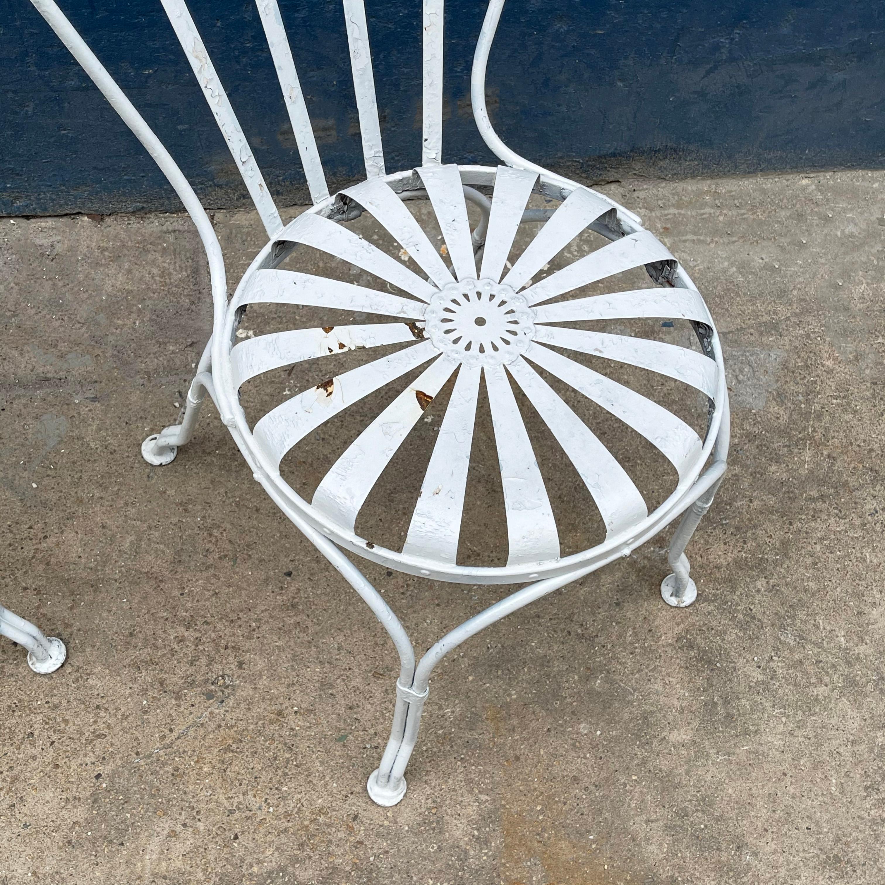 Art Deco Sunburst Garden Chairs by Francois Carré In Good Condition For Sale In Brooklyn, NY