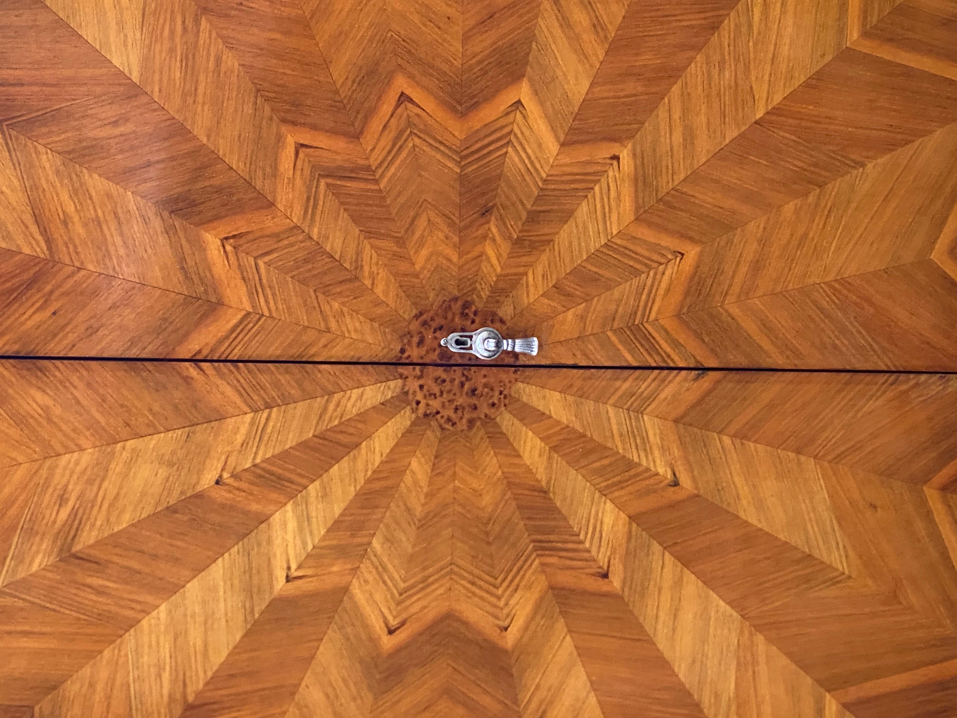 Art Deco Sunburst Tallboy faux mother of pearl inlay 4