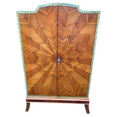 Art Deco Sunburst Tallboy faux mother of pearl inlay