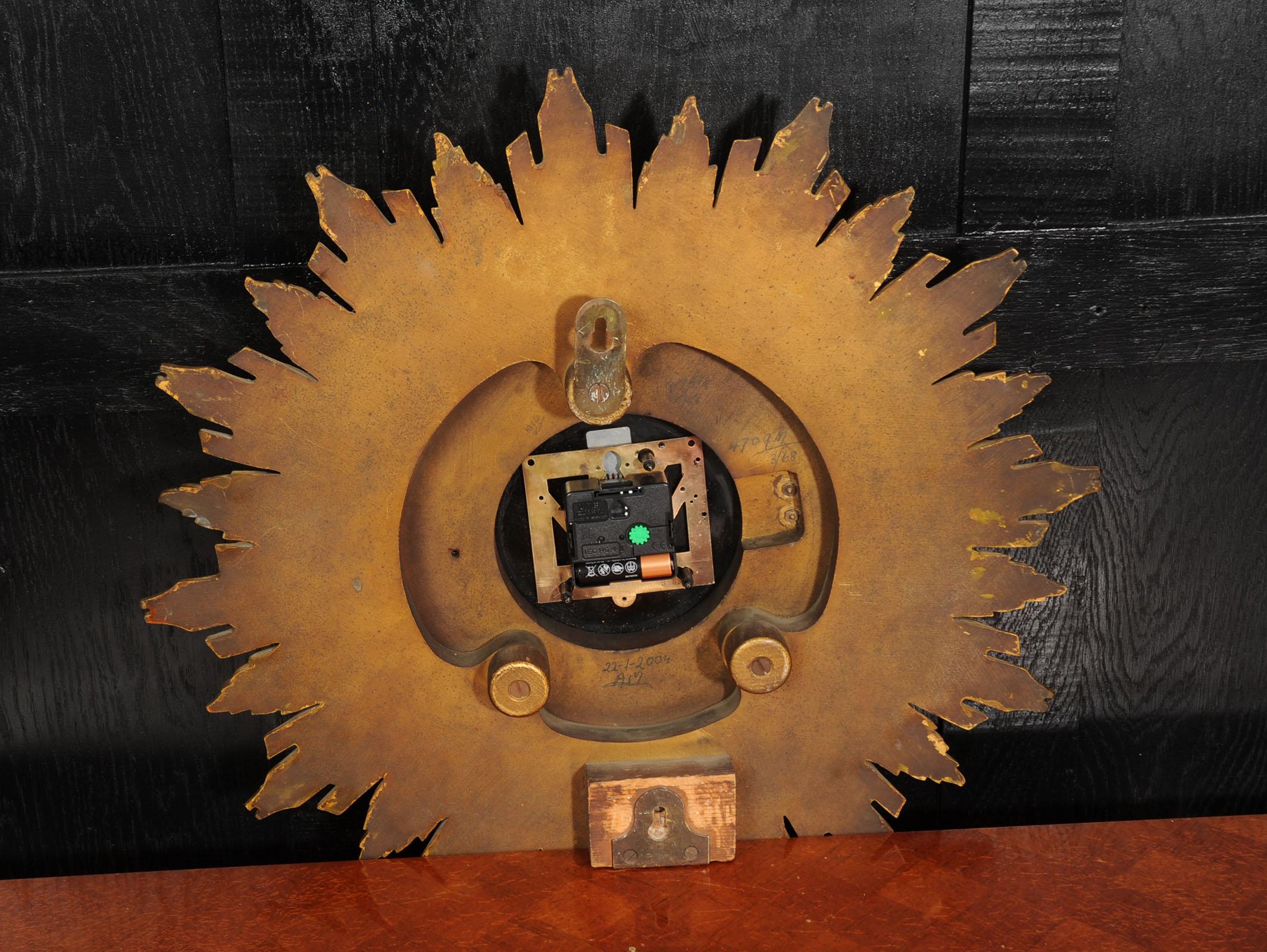 Art Deco Sunburst Wall Clock Gilt Wood - Coventry Astral - Quality Fully Working 8