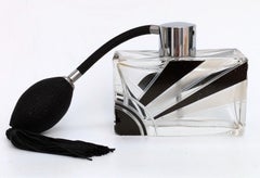 Art Deco Sunray Ladies Atomizer Perfume Cut Glass Bottle, 1930's