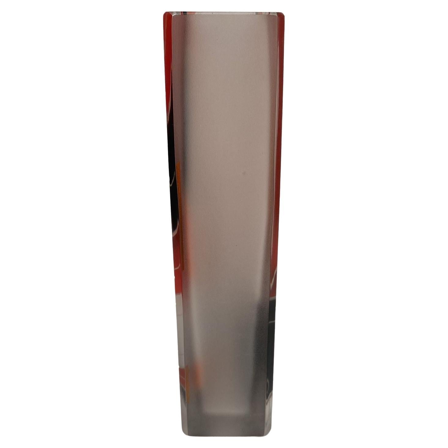 Smaltato Art Deco Sunray Patterned Enamel Decorated Glass Vase, c1930 in vendita