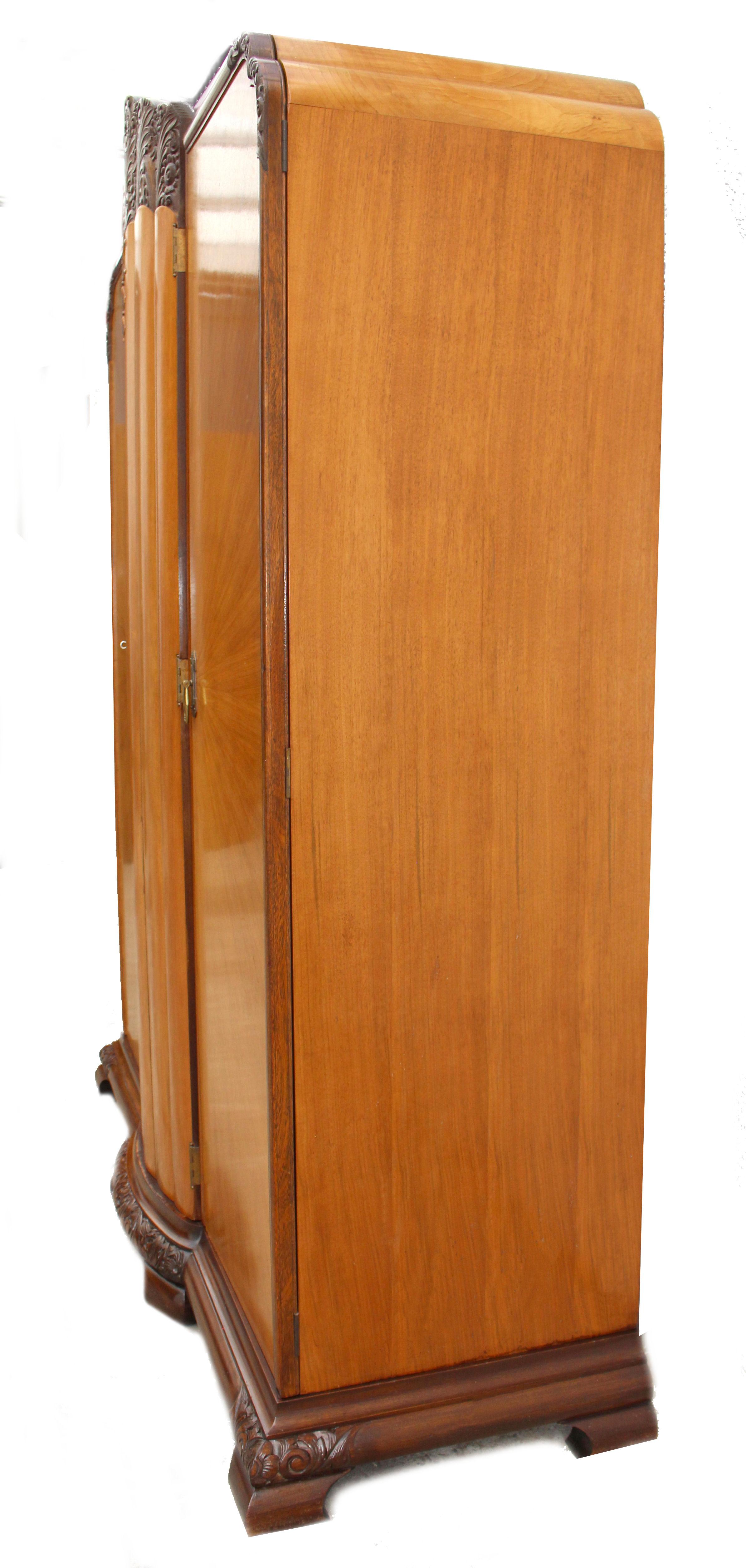 Art Deco 'Sunray' Triple Door Wardrobe, c1930, by Maple & Co, England 2