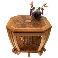 Art-Déco-Sessel aus fünf Art-Déco-Tischen aus prächtigem Nussbaumholz, englisch, ca. 1930er Jahre