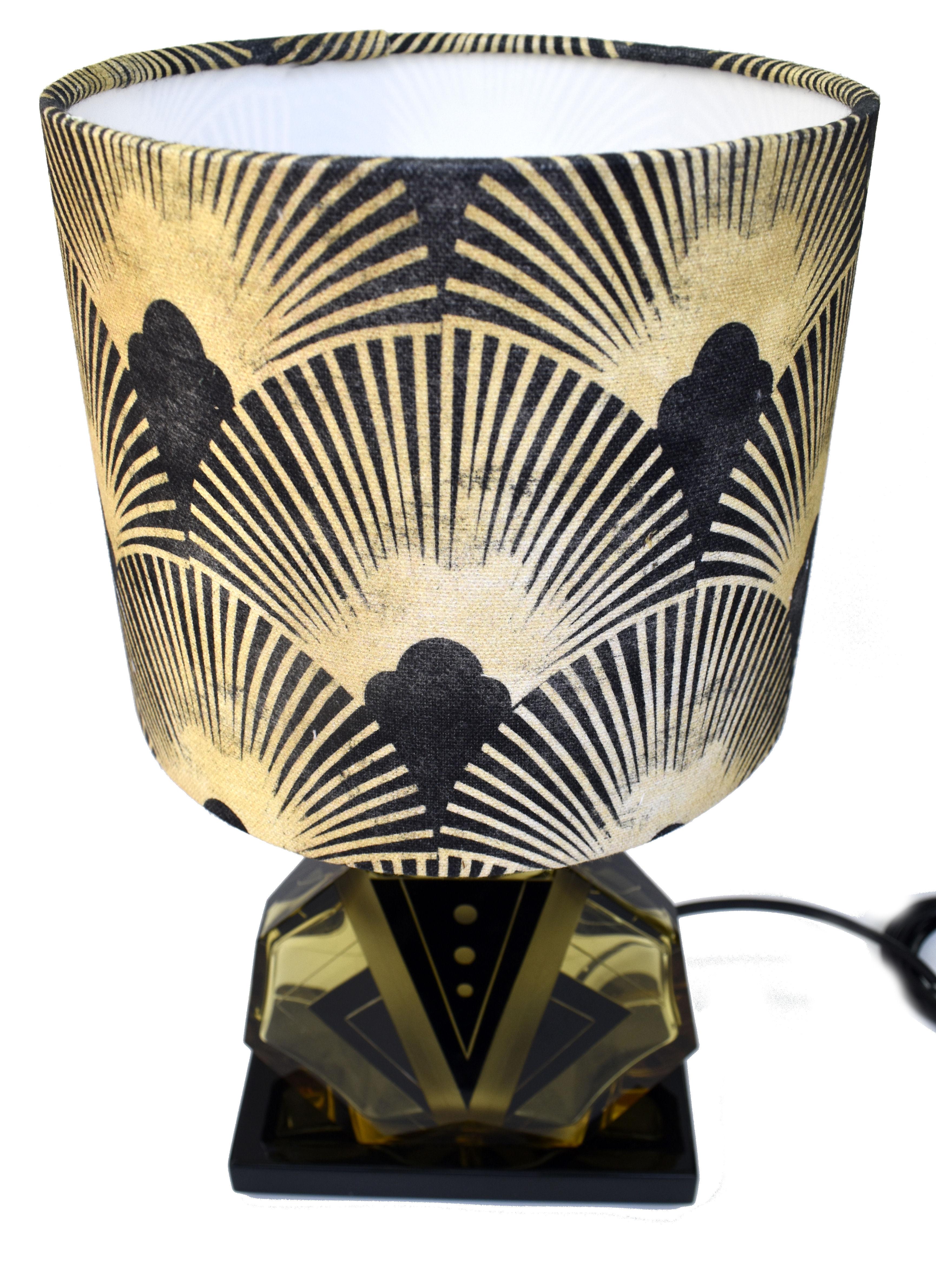 Brass Art Deco Superb Iconic Glass Table Lamp by Karl Palda, C1930