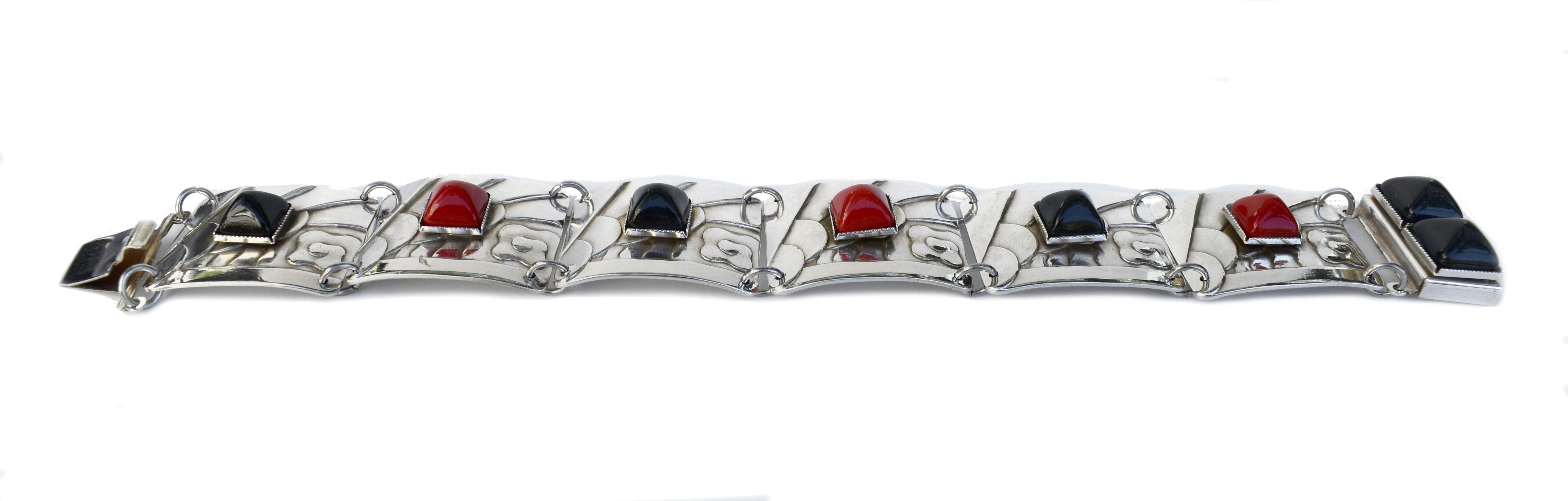 Art déco Art Deco Superbement Stylish Geometric Modernist Ladies Panel Bracelet en vente