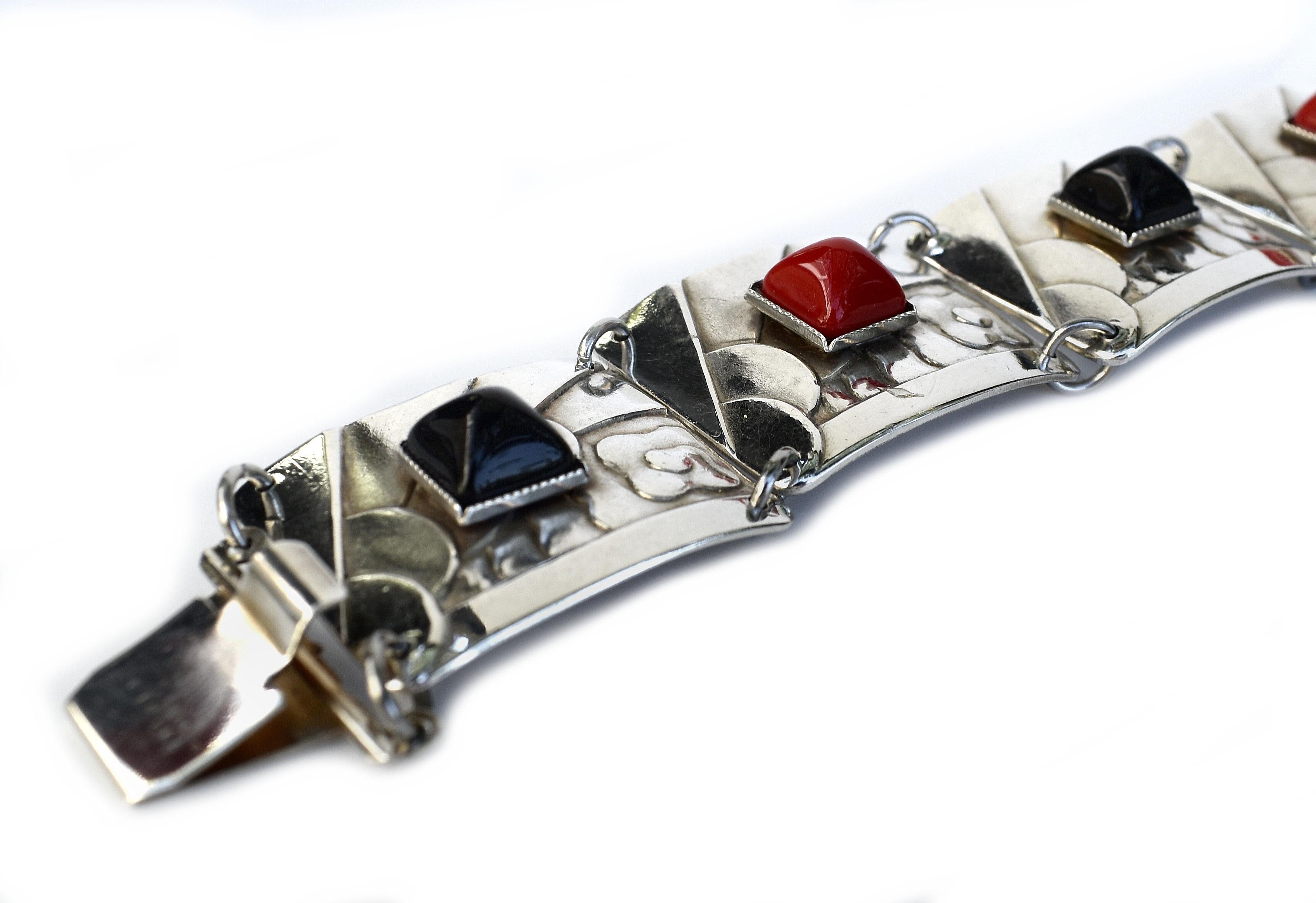 Women's Art Deco Superbly Stylish Geometric Modernist Ladies Panel Bracelet For Sale