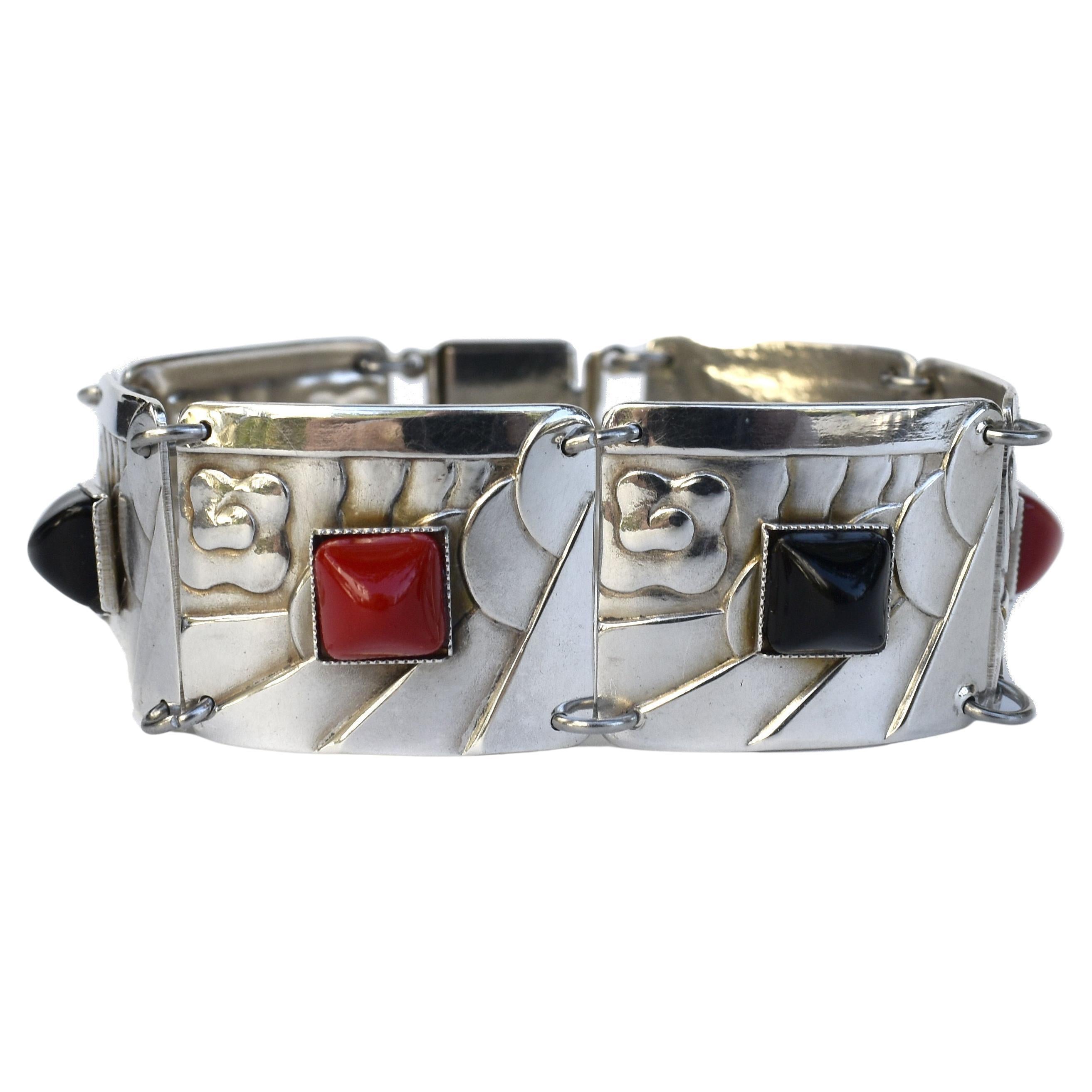 Art Deco Superbement Stylish Geometric Modernist Ladies Panel Bracelet en vente