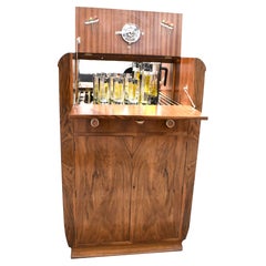 Art Deco Superbly Stylish Walnut Dry Bar, Cocktail Cabinet, English, 1930s