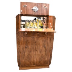 Vintage Art Deco Superbly Stylish Walnut Dry Bar, Cocktail Cabinet, English, 1930s