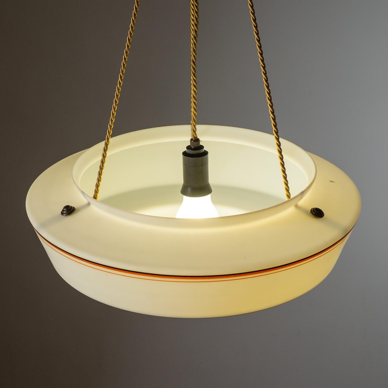 Art Deco Suspension Light, 1930s, Enameled Glass In Good Condition In Vienna, AT