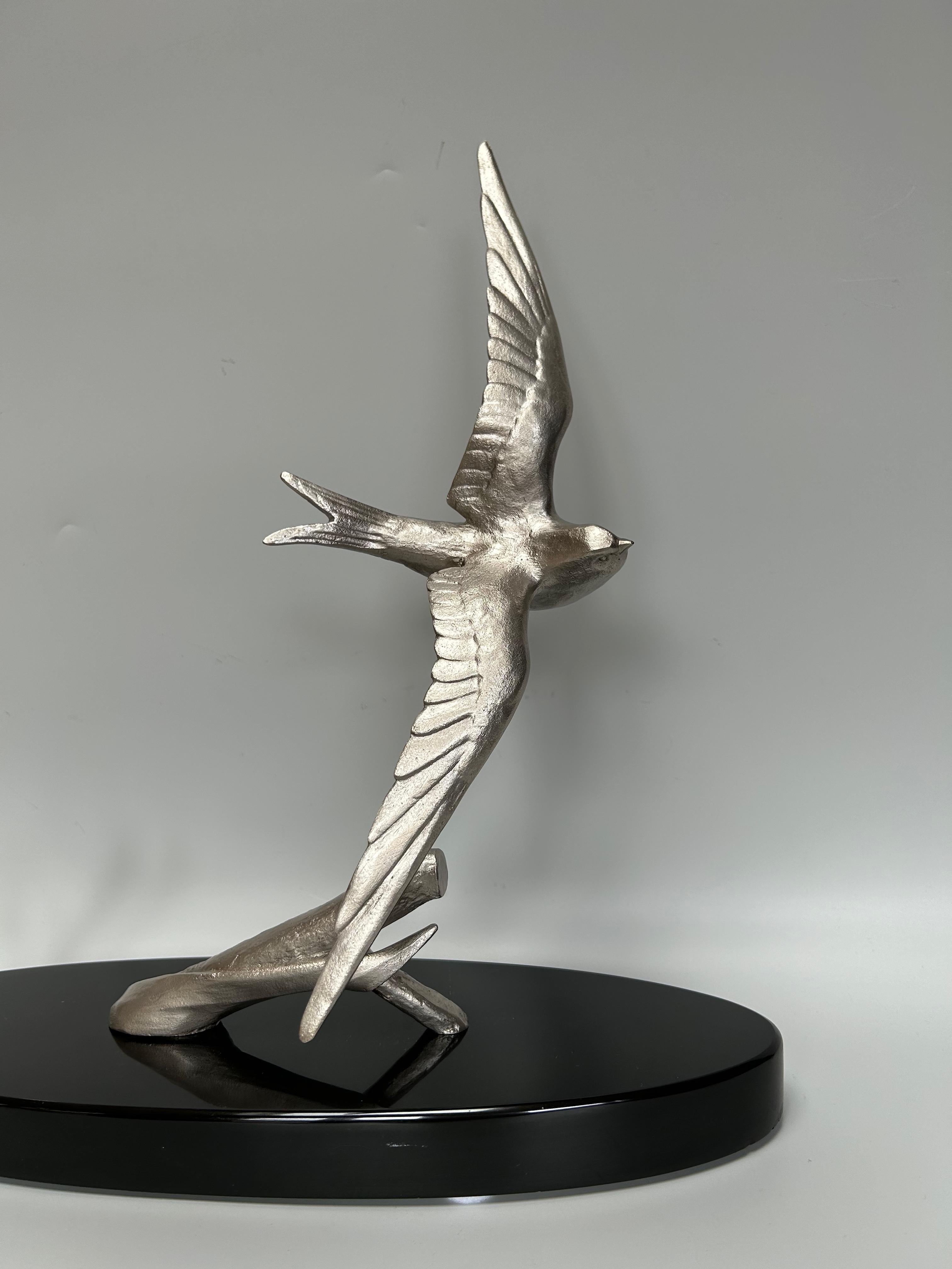 Art deco sculpture in silvered bronze, 