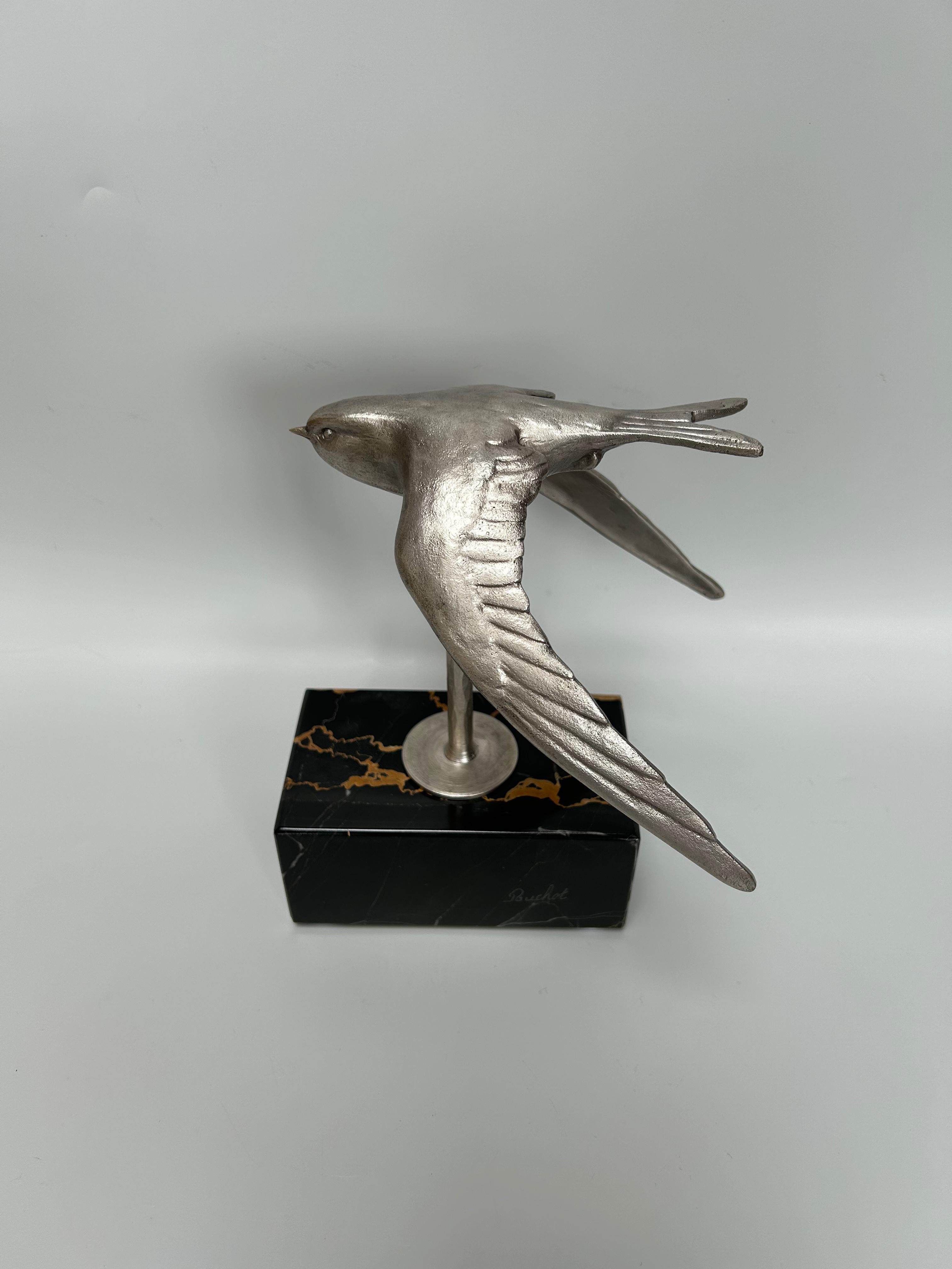 Early 20th Century Art Deco Swallow Sculpture Signed Ruchot