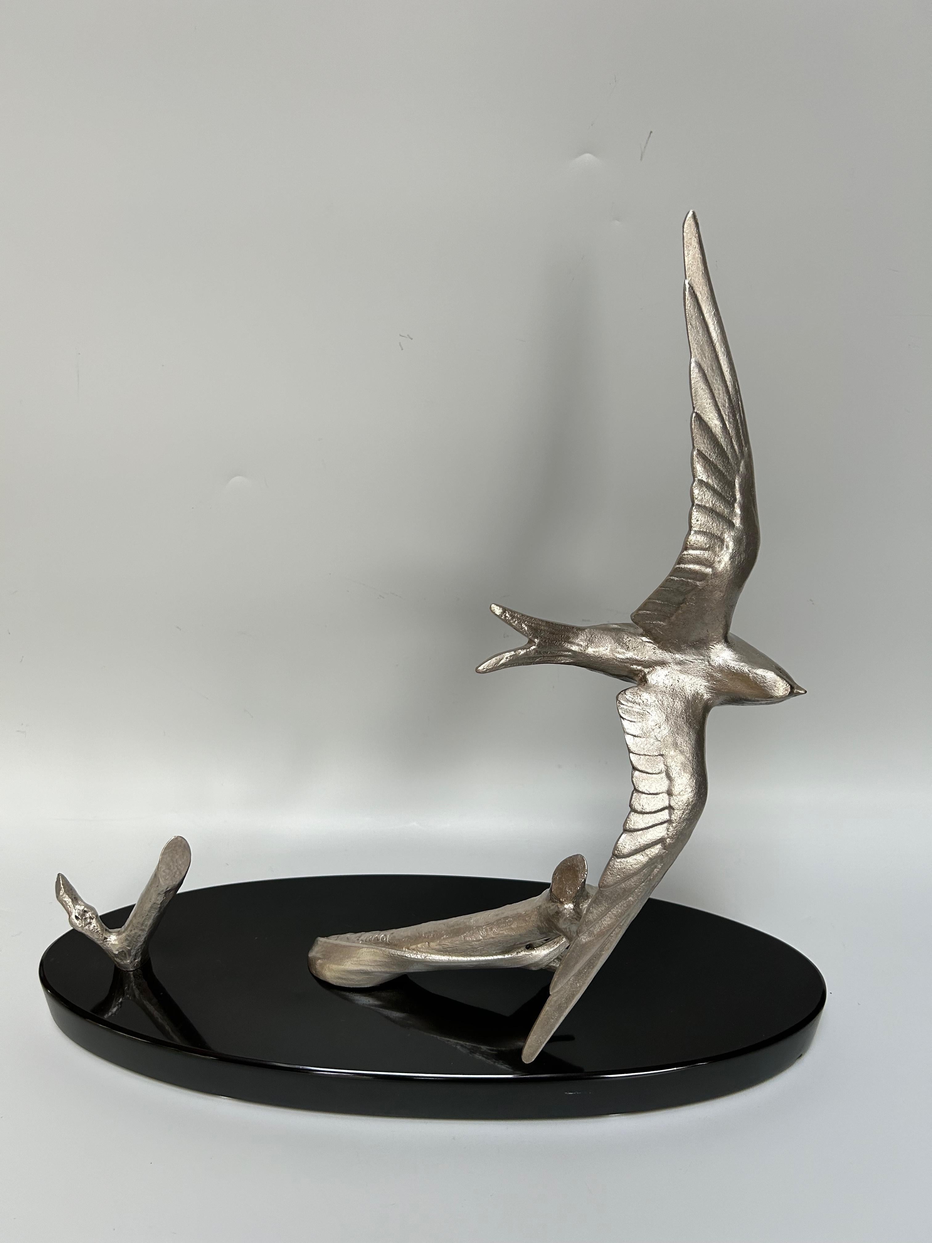 Art Deco Swallow Sculpture Signed Ruchot For Sale 3