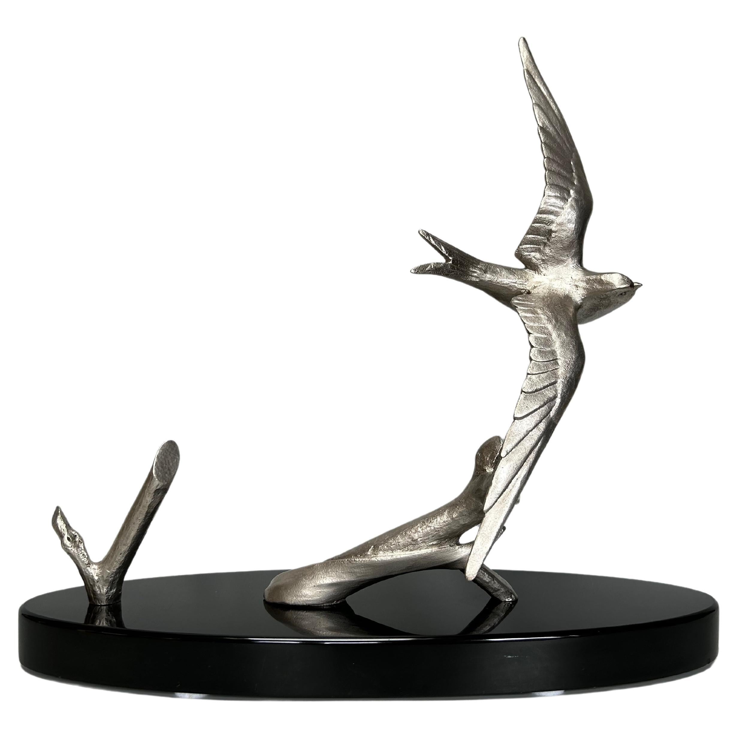 Art Deco Swallow Sculpture Signed Ruchot